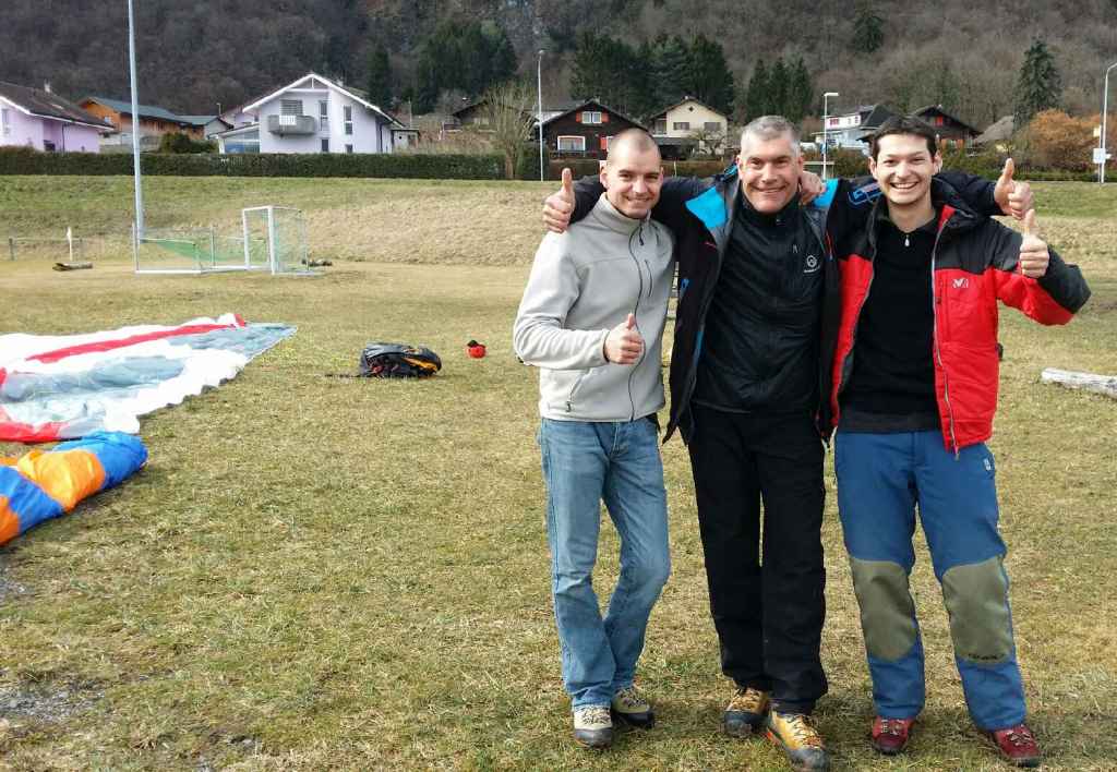 Joël, Olivier et Romain Examen de pilotes à Vionnaz